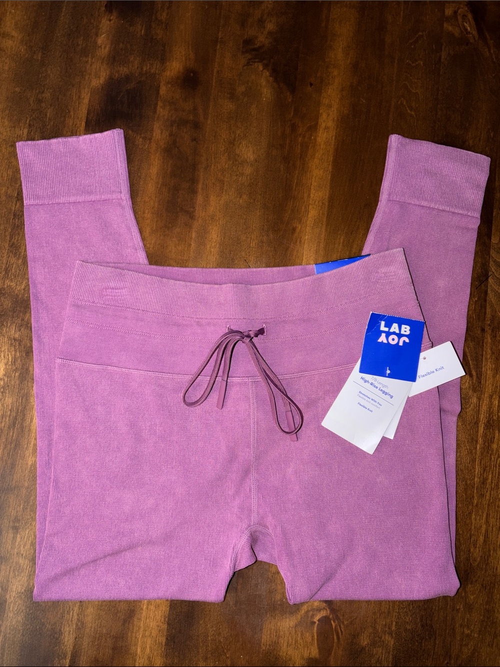 JoyLab Mauve Pink High Rise Front Tie Knit Leggings NWT size Large